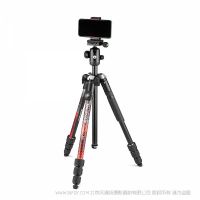 曼富图 Manfrotto MKELMII4RMB-BH 手机三脚架 相机三脚架 Element MII铝合金三脚架手机夹蓝牙套装(红) 