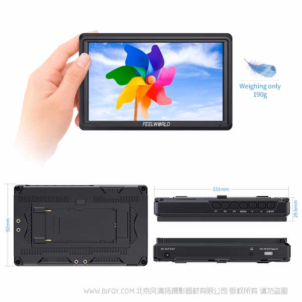  富威德  FEELWORLD SC6 6寸1500NIT高亮摄影视频监视器 铝制外壳3G SDI HDMI 4K60Hz 1920X1080IPS屏 