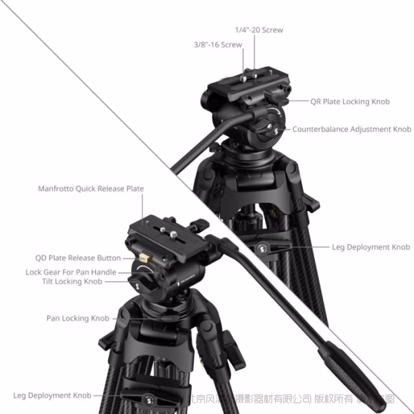 SmallRig斯莫格FSD14 一键开重型碳纤维三脚架5443